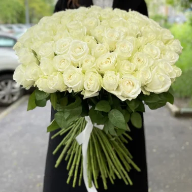 101 белая роза под ленту