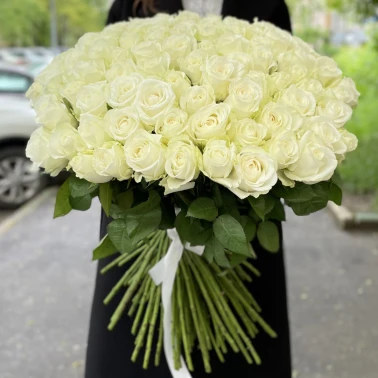 101 белая роза под ленту