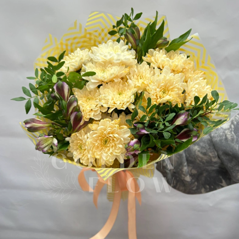 Букет из хризантем и альстромерии &laquo;Незнакомка&raquo;