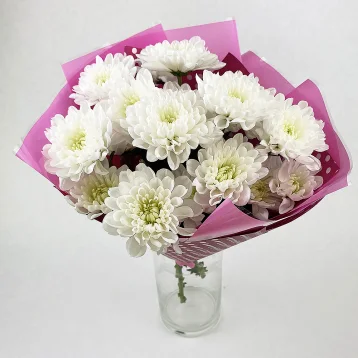 Букет из белых хризантем «Ноктюрн»