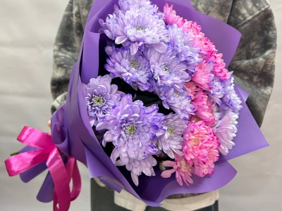 Букет из хризантем «Пастила»