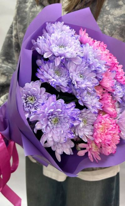 Букет из хризантем «Пастила»