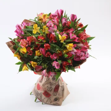 Букет из разноцветных альстромерий