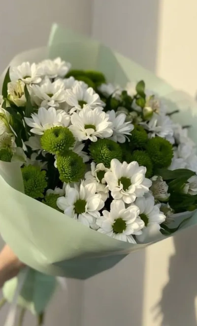 Букет из хризантем с альстромерией 