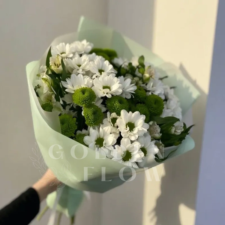 Букет из хризантем с альстромерией 