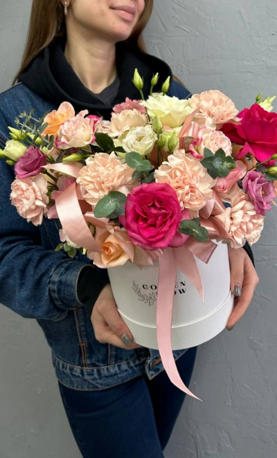 Композиция в коробке  «Персиковый йогурт»