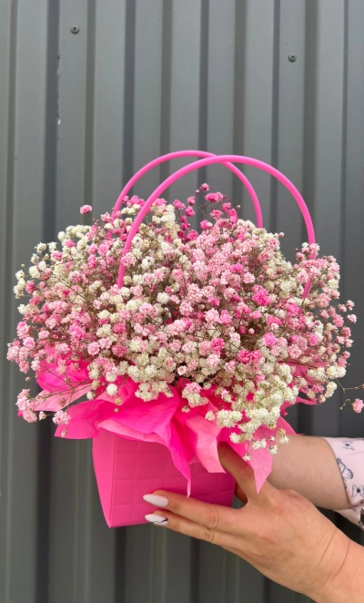 Гипсофила бело-розовая в сумочке