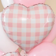 Шар  Сердце, &laquo;Клетка Виши, Розовый&raquo;  0