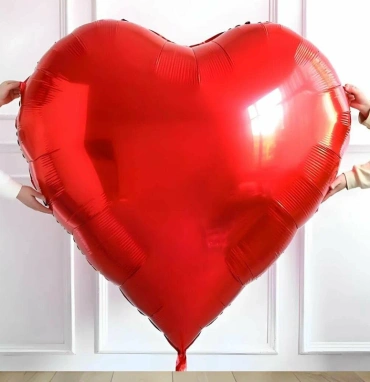 Шар Сердце 102 см , «Красный, Металлик»