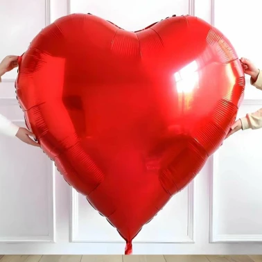 Шар Сердце 102 см , «Красный, Металлик»