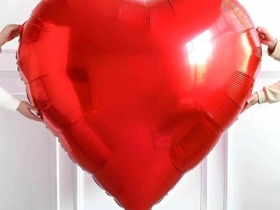 Шар Сердце 102 см , «Красный, Металлик»