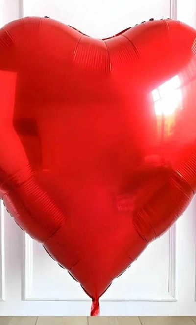 Шар Сердце 102 см , «Красный, Металлик»