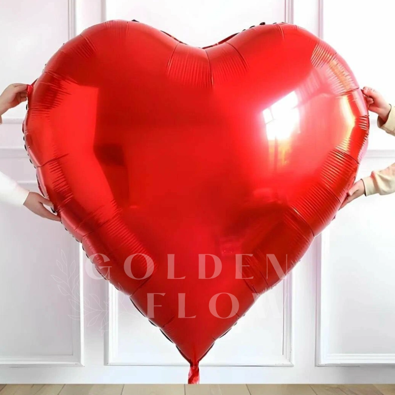Шар Сердце 102 см , &laquo;Красный, Металлик&raquo;