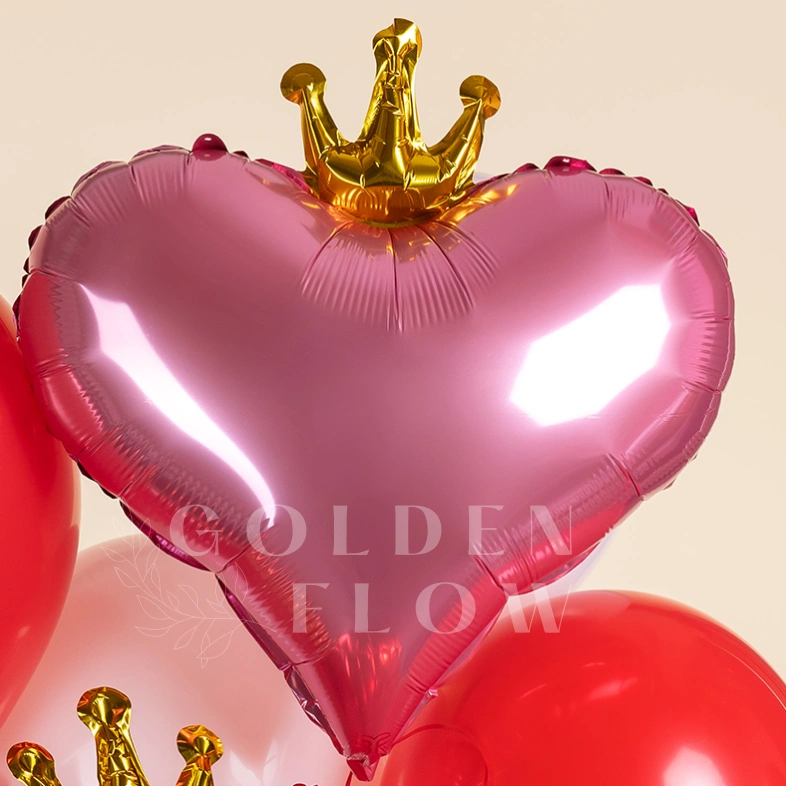 Шар Сердце, &laquo;Золотая корона, Розовый&raquo;