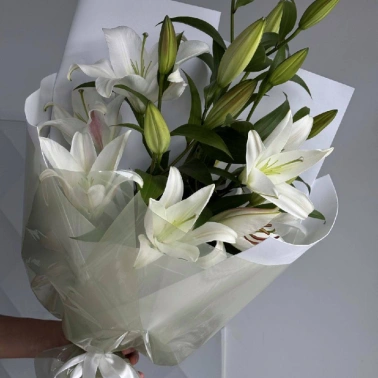 Букет из 5 белых лилий