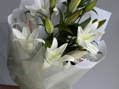 Букет из 5 белых лилий